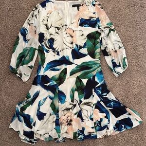 White House Black Market Floral Dress - Blue, Green, Cream